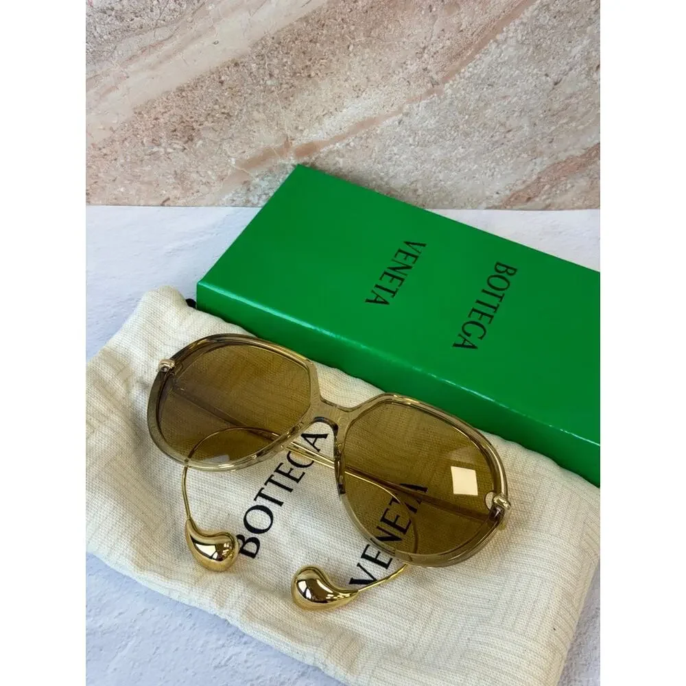 Bottega Veneta BV1436S Drop Earring Sunglasses in Beige $760